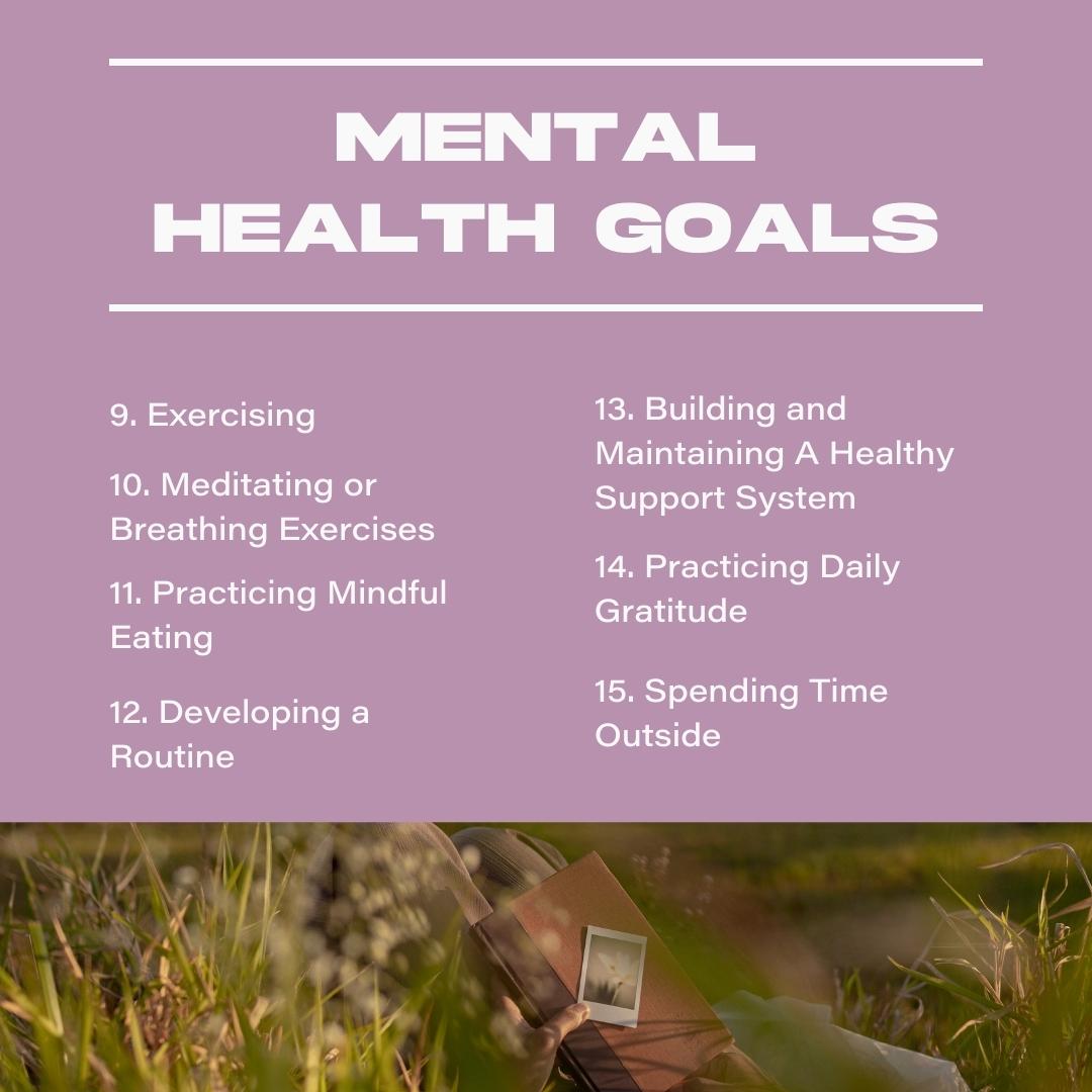 Mental Health Goals list